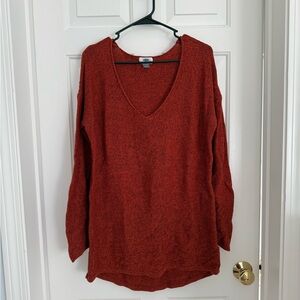 Old Navy Orange & Red V-Neck Sweater